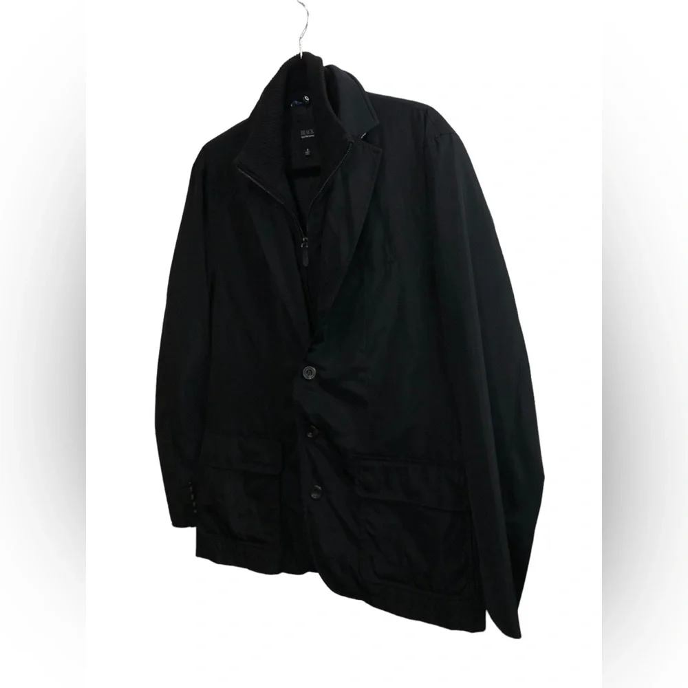 Black Saks Fifth Avenue Water Repellent Blazer Coat Jacket Mens Small Workwear